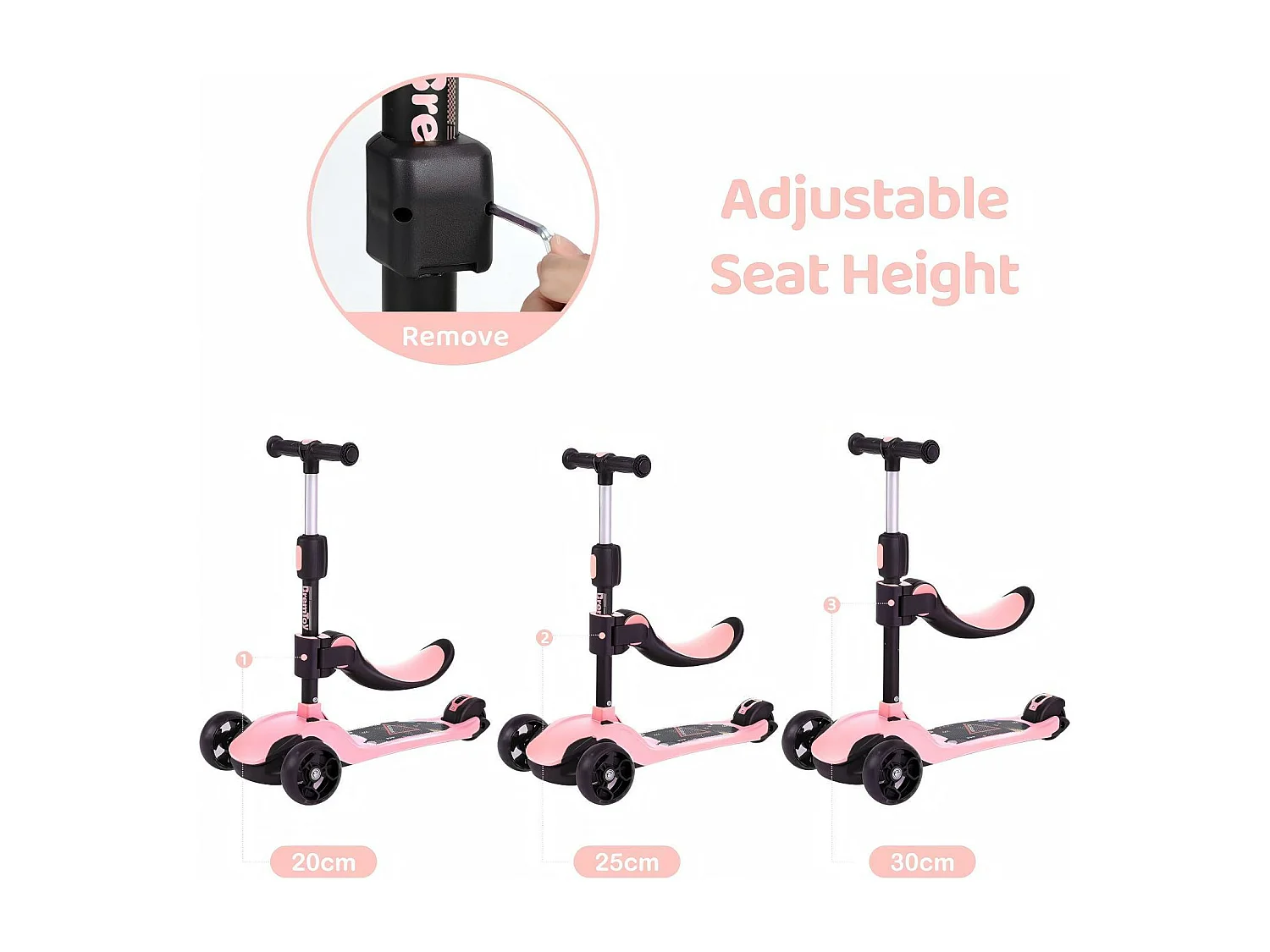 Trottinette enfant pliable 3 roues, trottinette avec roues LED, guidon réglable en hauteur, frein à friction arrière, pour 3 à 14 ans