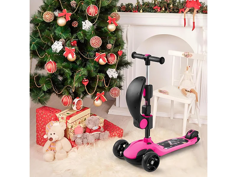 Scooter para niños plegable de 3 ruedas, scooter con ruedas LED, manillar ajustable de altura, freno de fricción trasera, durante 3 a 14 años