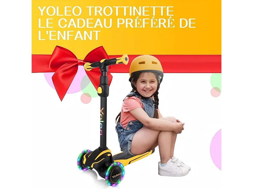 Kinderstep met LED-verlichte wielen, driewieler-scooter, in hoogte verstelbaar, voor kinderen van 3-12 jaar, Max. 50 kg