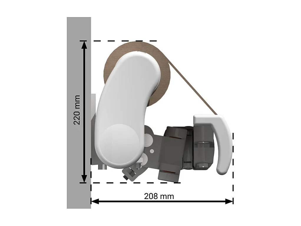 Store banne monobloc ESPAI 5,00x3,50m (Motorisé à interrupteur + manœuvre de secours - Taupe - Blanc)