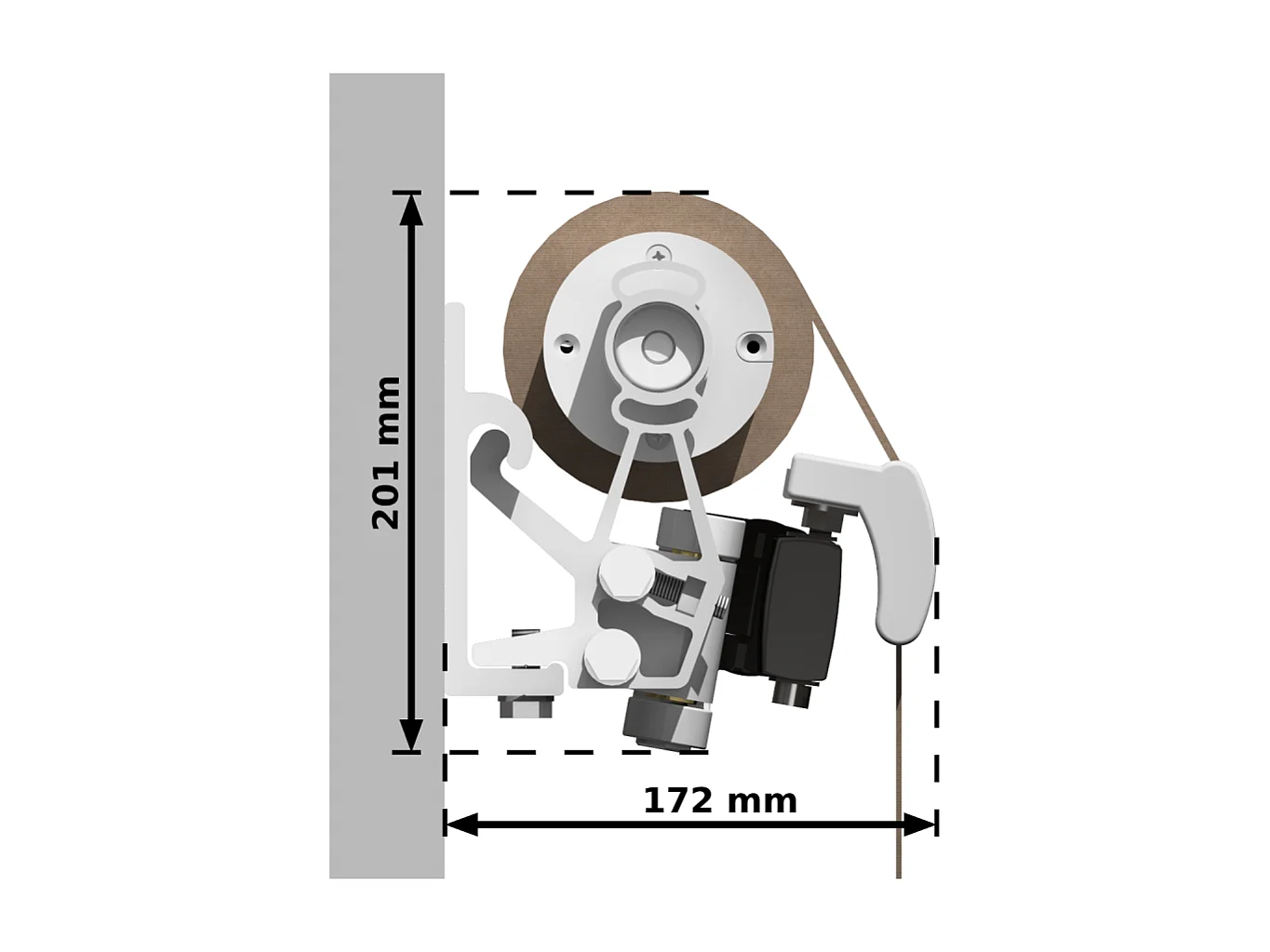 Store banne loggia LOCUS 3,00x2,00m (Motorisé et Interrupteur - Taupe - Blanc)