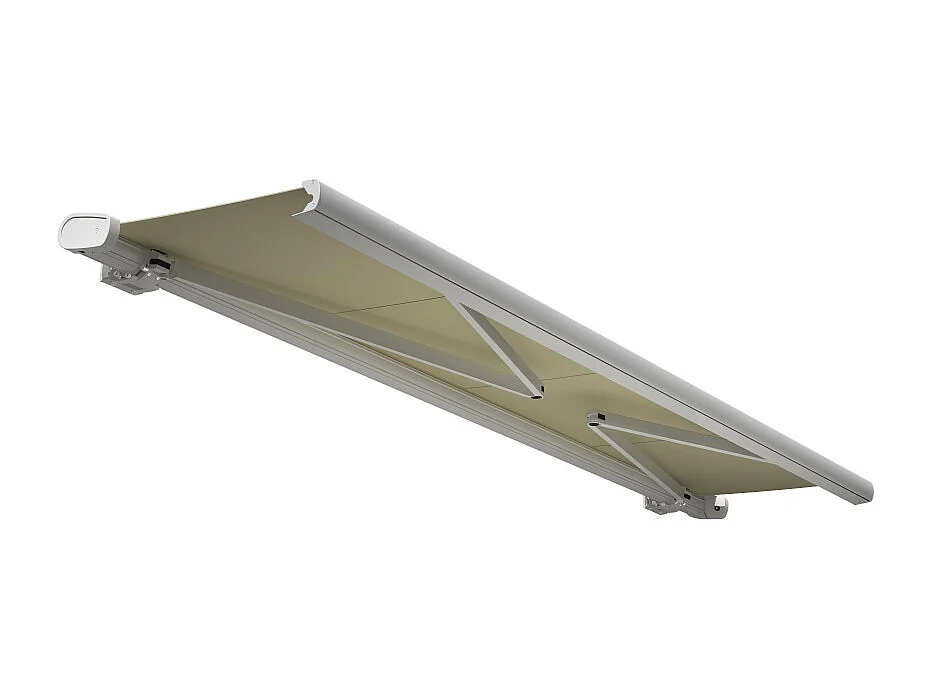 Store banne coffre MEEL 4,00x3,00m (Manuelle - Ecru - Blanc)