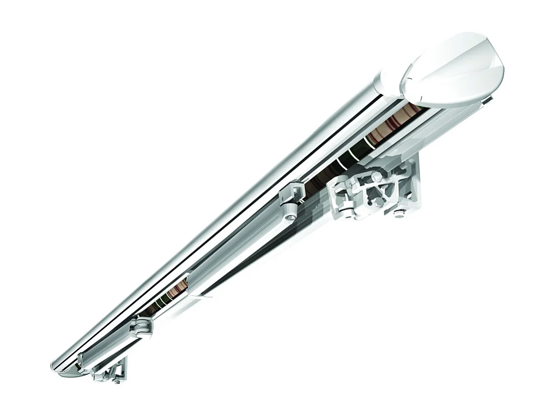 Store banne semi-coffre SARARI 5,00x3,00m (Motorisé à télécommande + manœuvre de secours - Taupe - Blanc)