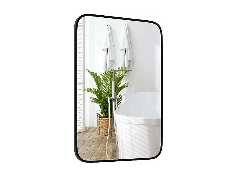 Miroir salle de bain 70 x 50 cm, rectangulaire, cadre en aluminium, grand miroir mural