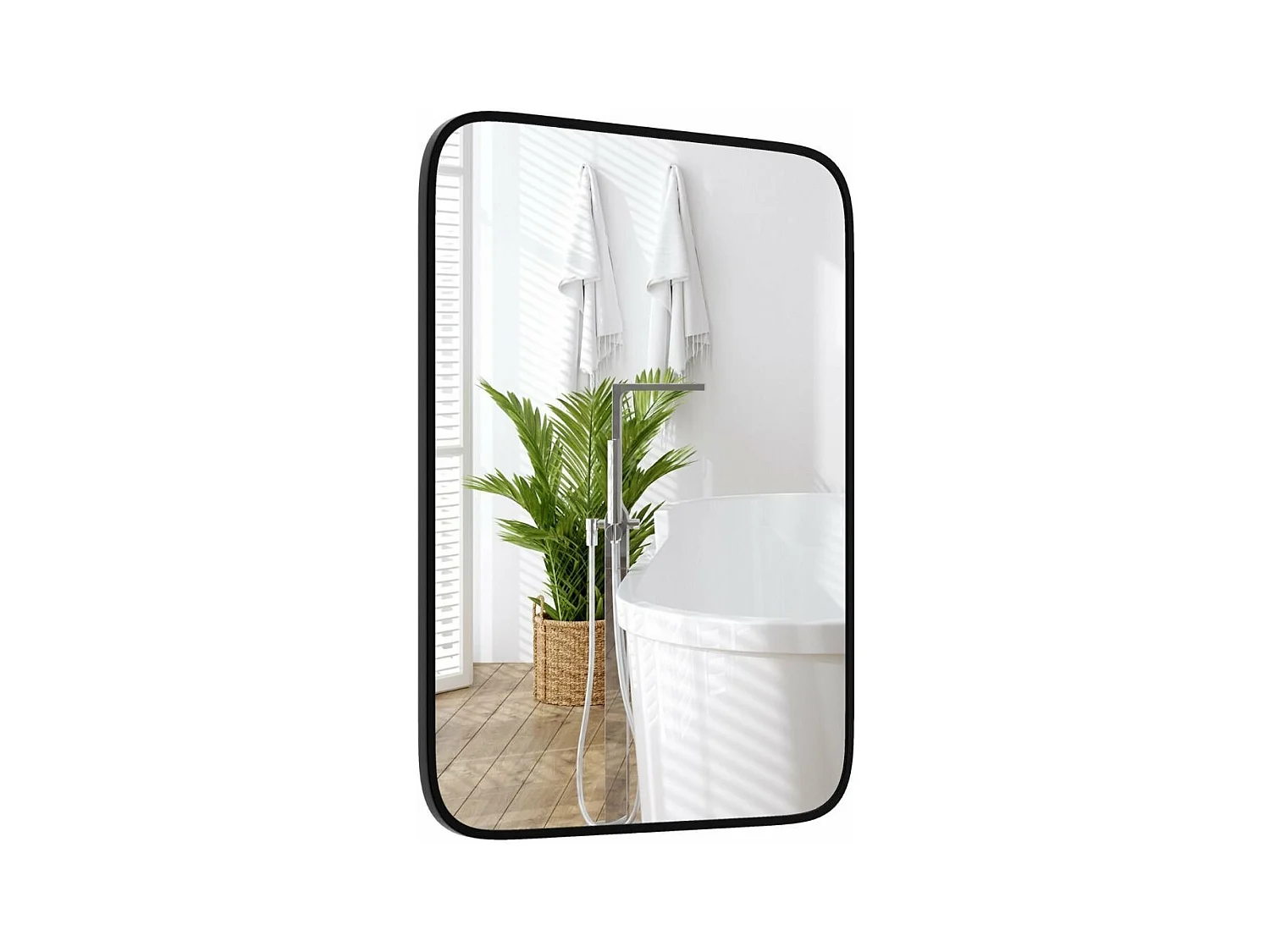 Miroir salle de bain 70 x 50 cm, rectangulaire, cadre en aluminium, grand miroir mural
