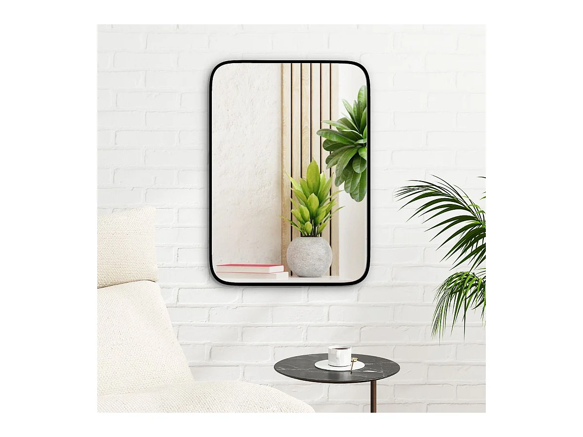 Miroir salle de bain 70 x 50 cm, rectangulaire, cadre en aluminium, grand miroir mural