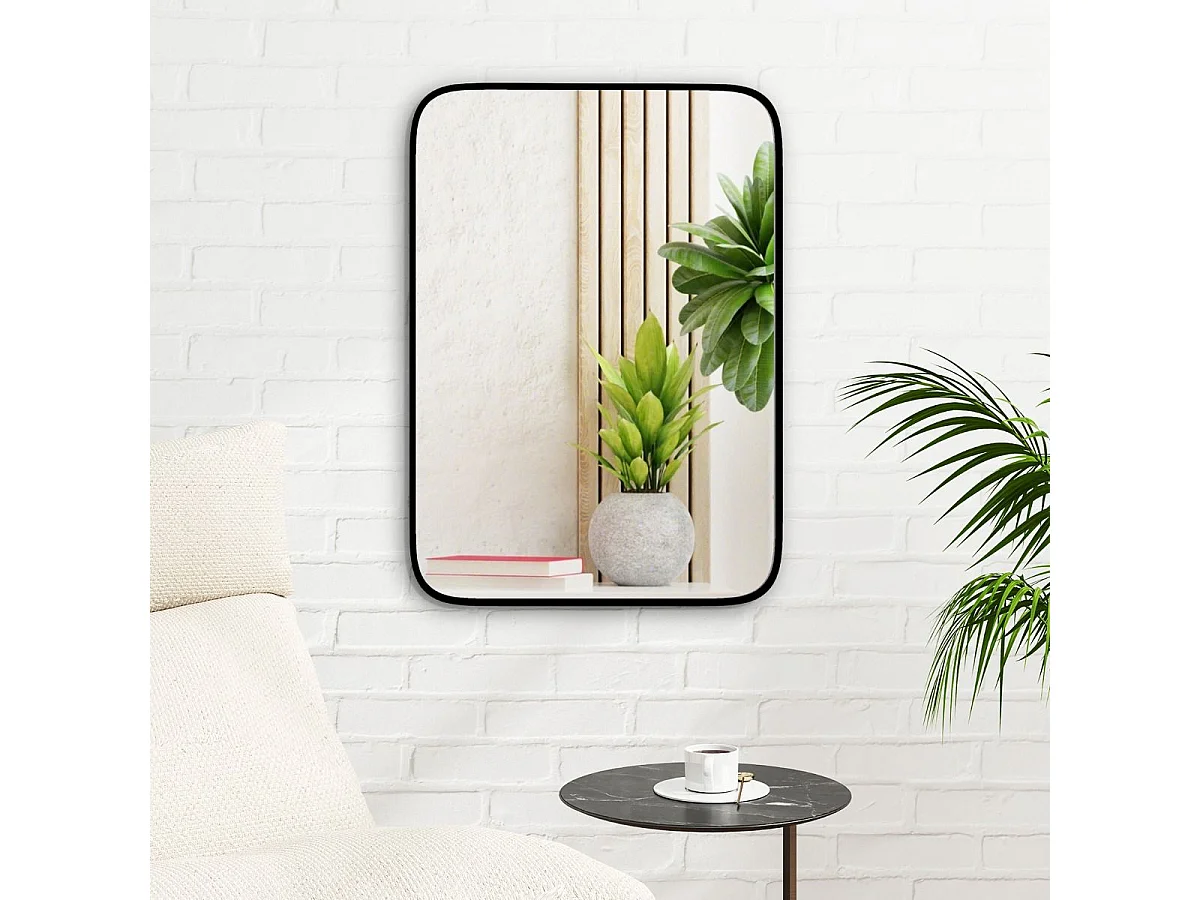 Miroir salle de bain 70 x 50 cm, rectangulaire, cadre en aluminium, grand miroir mural