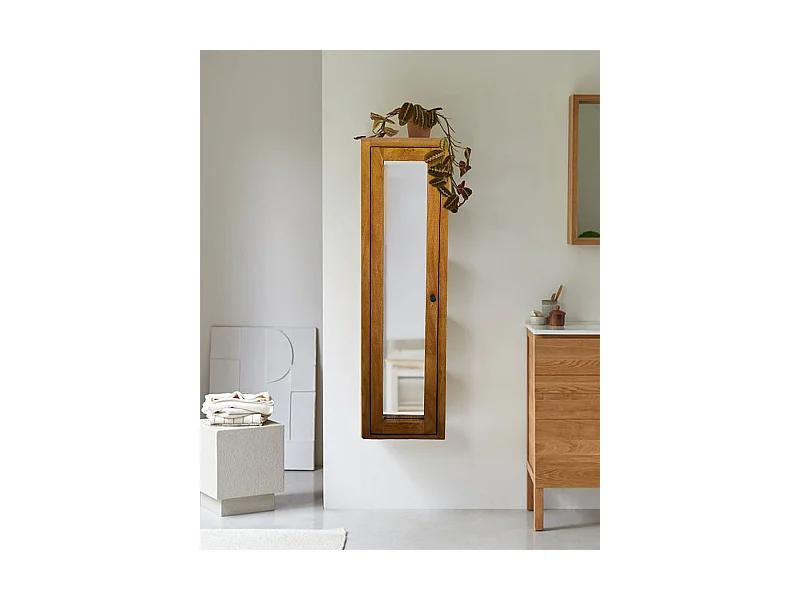 Palo - Colonne à suspendre avec miroir en bois massif de manguier