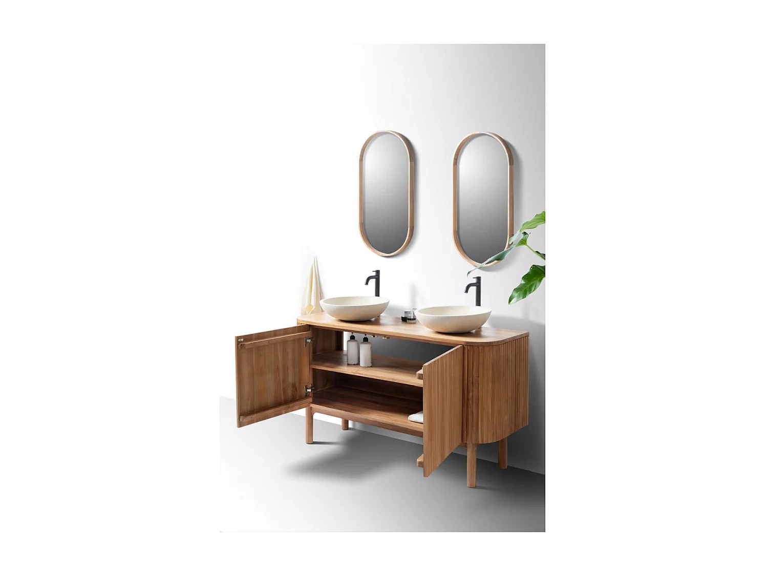 Orma - Meuble salle de bain en bois de teck 2 portes