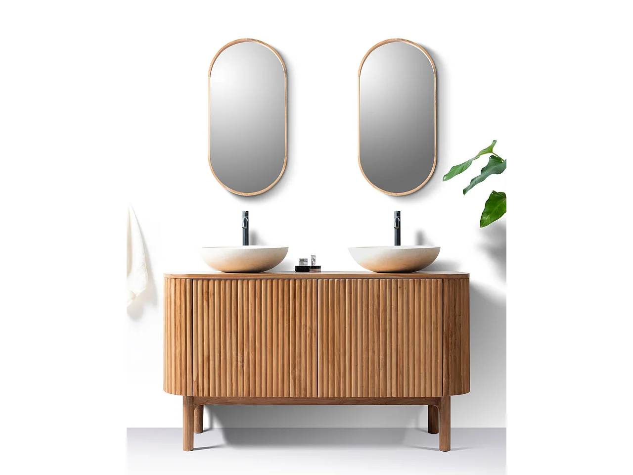 Orma - Mobiletto da bagno a 2 ante in legno di teak