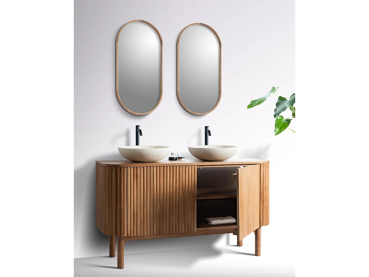 Orma - Mobiletto da bagno a 2 ante in legno di teak