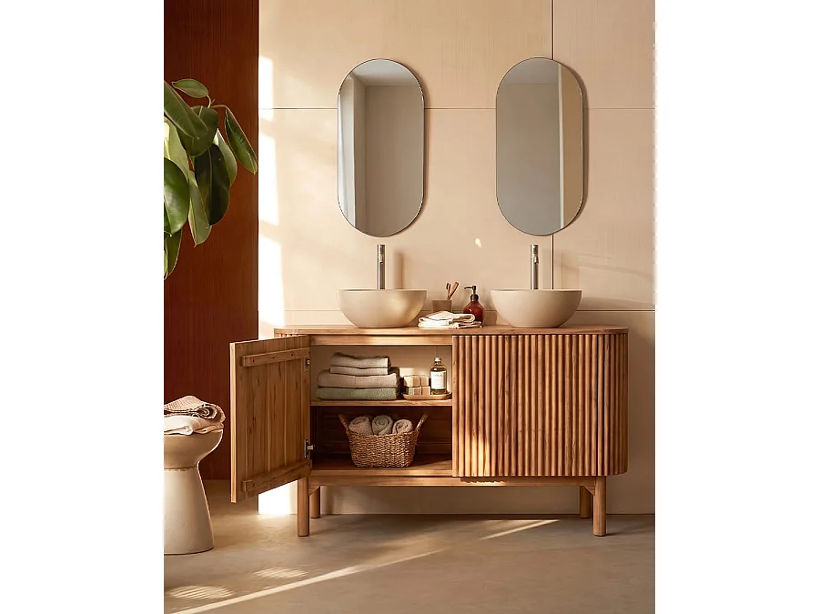 Orma - Meuble salle de bain en bois de teck 2 portes