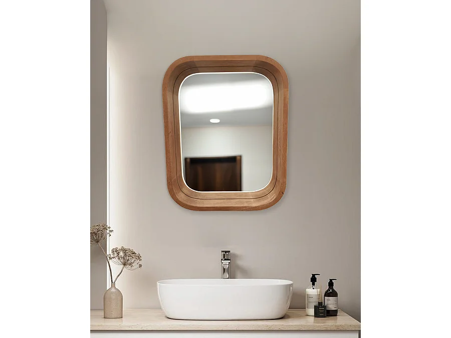 Ligno - Miroir mural salle de bain en bois massif de manguier