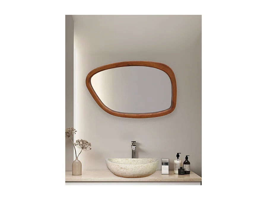 Quadra - Miroir organique en bois massif de manguier
