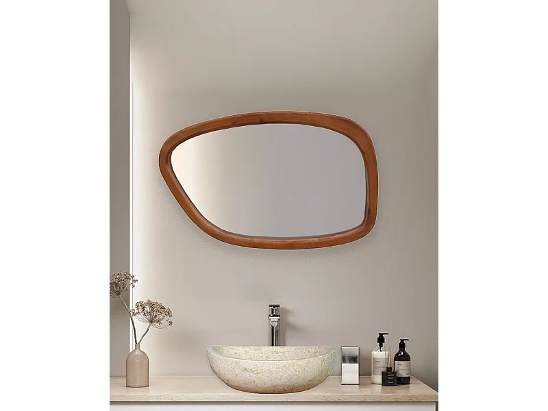 Quadra - Miroir organique en bois massif de manguier
