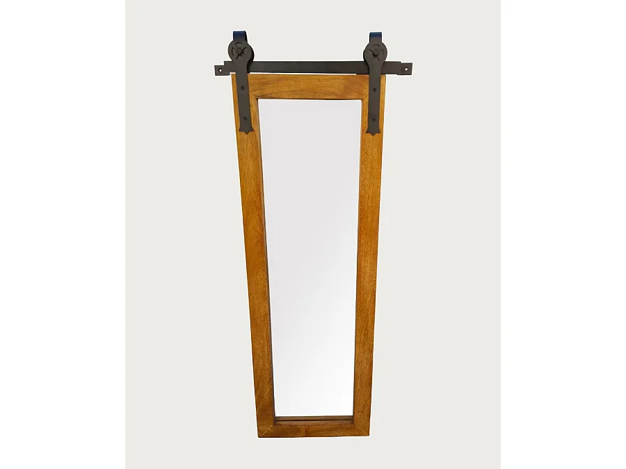 Zara - Miroir mural rectangulaire en bois massif et métal