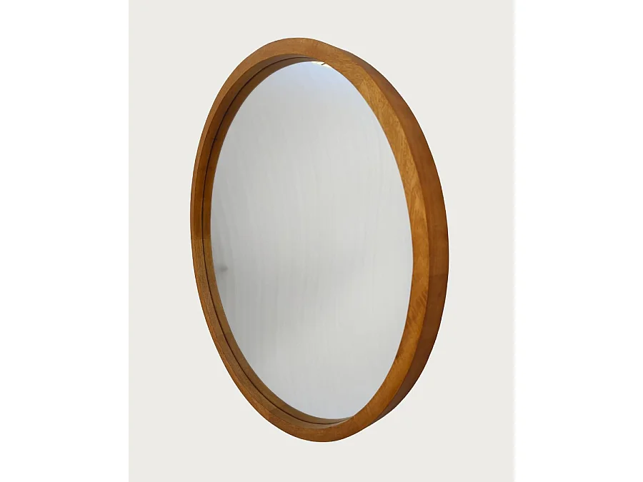 Liora - Miroir rond en bois massif de manguier