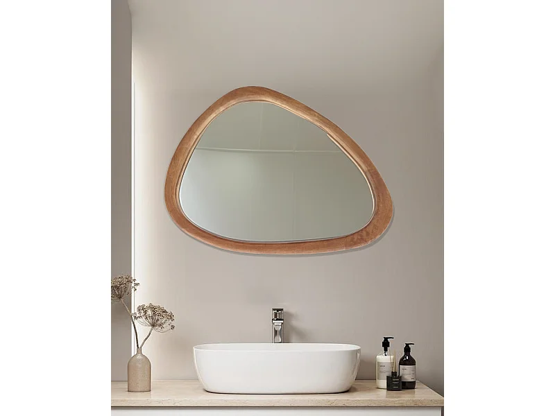Trivéo - Miroir organique en bois massif de manguier
