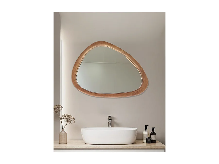 Trivéo - Miroir organique en bois massif de manguier