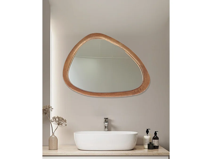 Trivéo - Miroir organique en bois massif de manguier