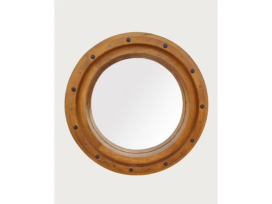 Boïa - Miroir hublot en bois massif de manguier