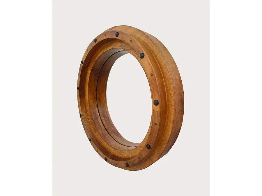 Boïa - Miroir hublot en bois massif de manguier