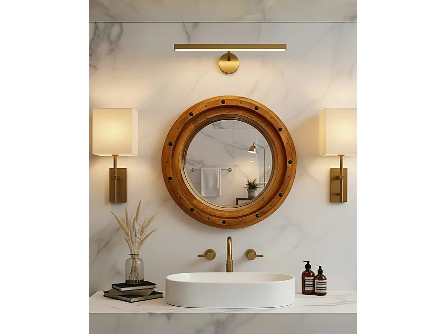 Boïa - Miroir hublot en bois massif de manguier