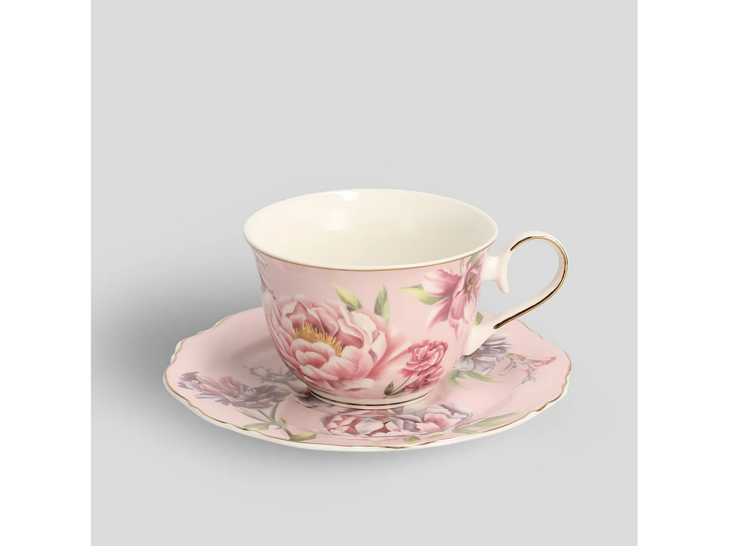 Tasse Avec Soucoupe Aureliso Rose Moyen 7.4 x 14.9