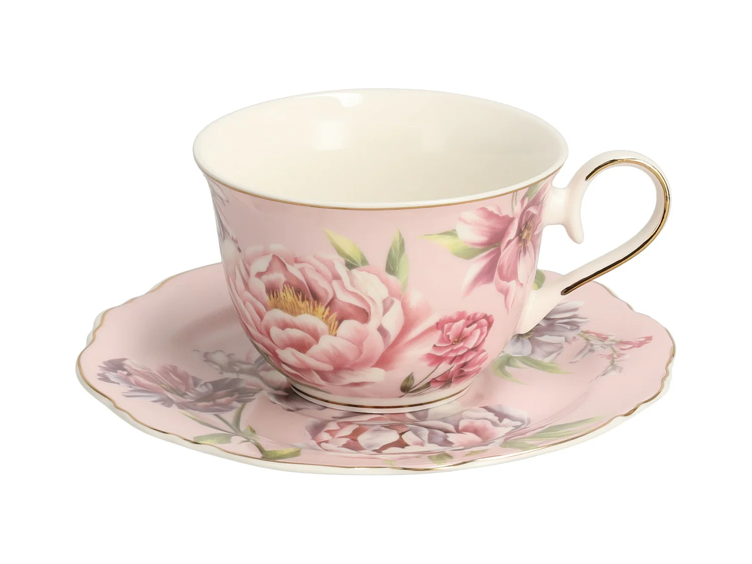 Tasse Avec Soucoupe Aureliso Rose Moyen 7.4 x 14.9