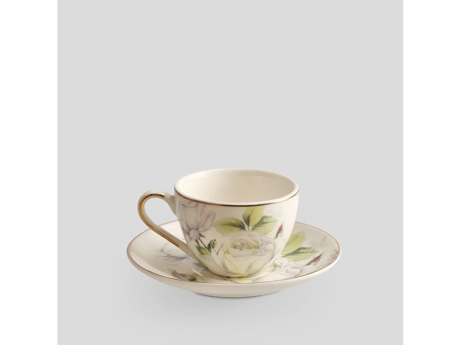 Espressotasse Mit Untertasse Arroso mittelweiß 90 ml