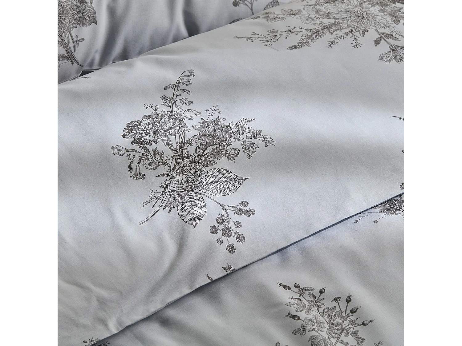 Baumwollbettwäsche Ibisco Hellblau 160 x 200