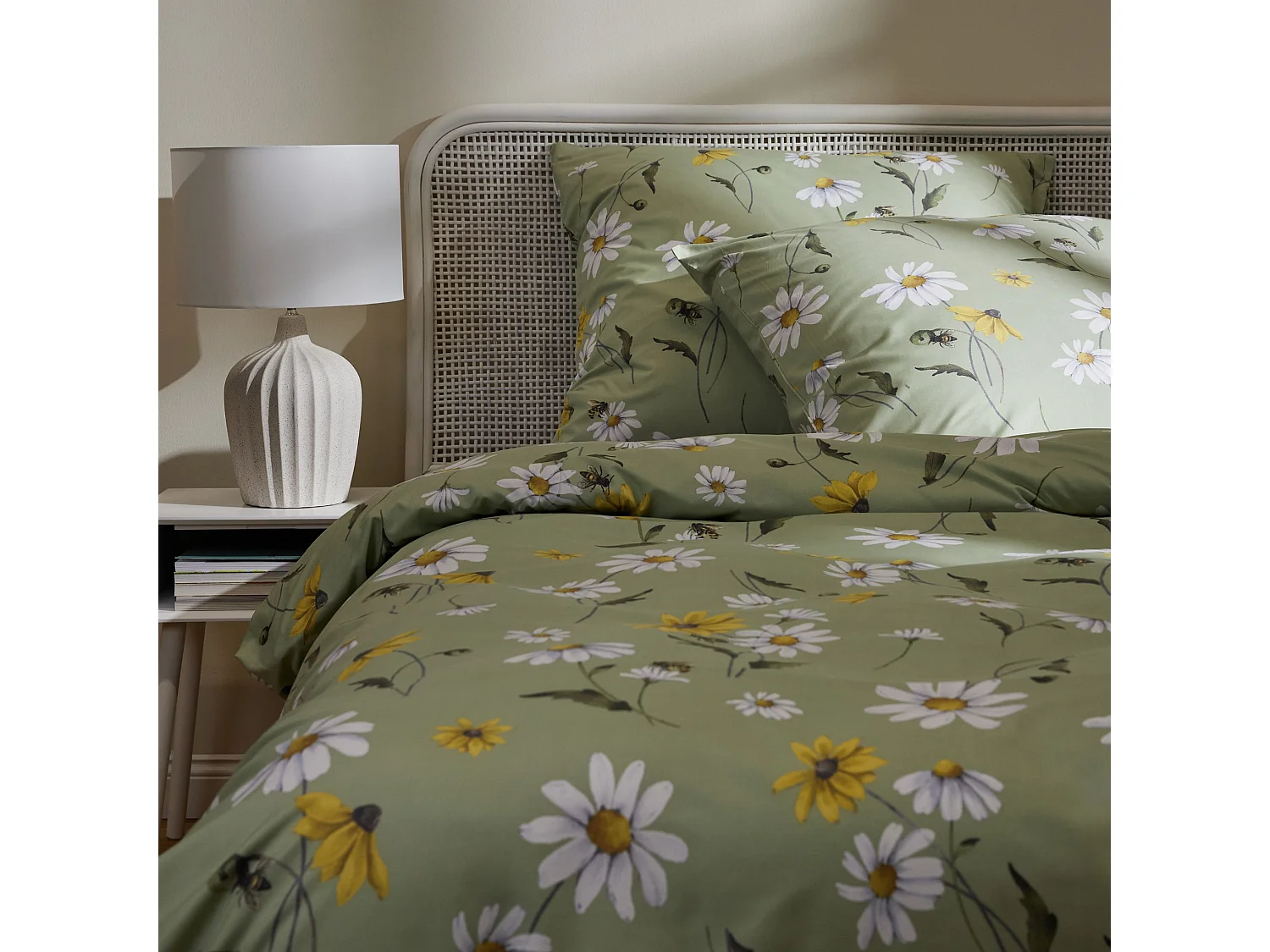 Mikrofaser-Bettwäsche Flordelis mittelgrün 200x220