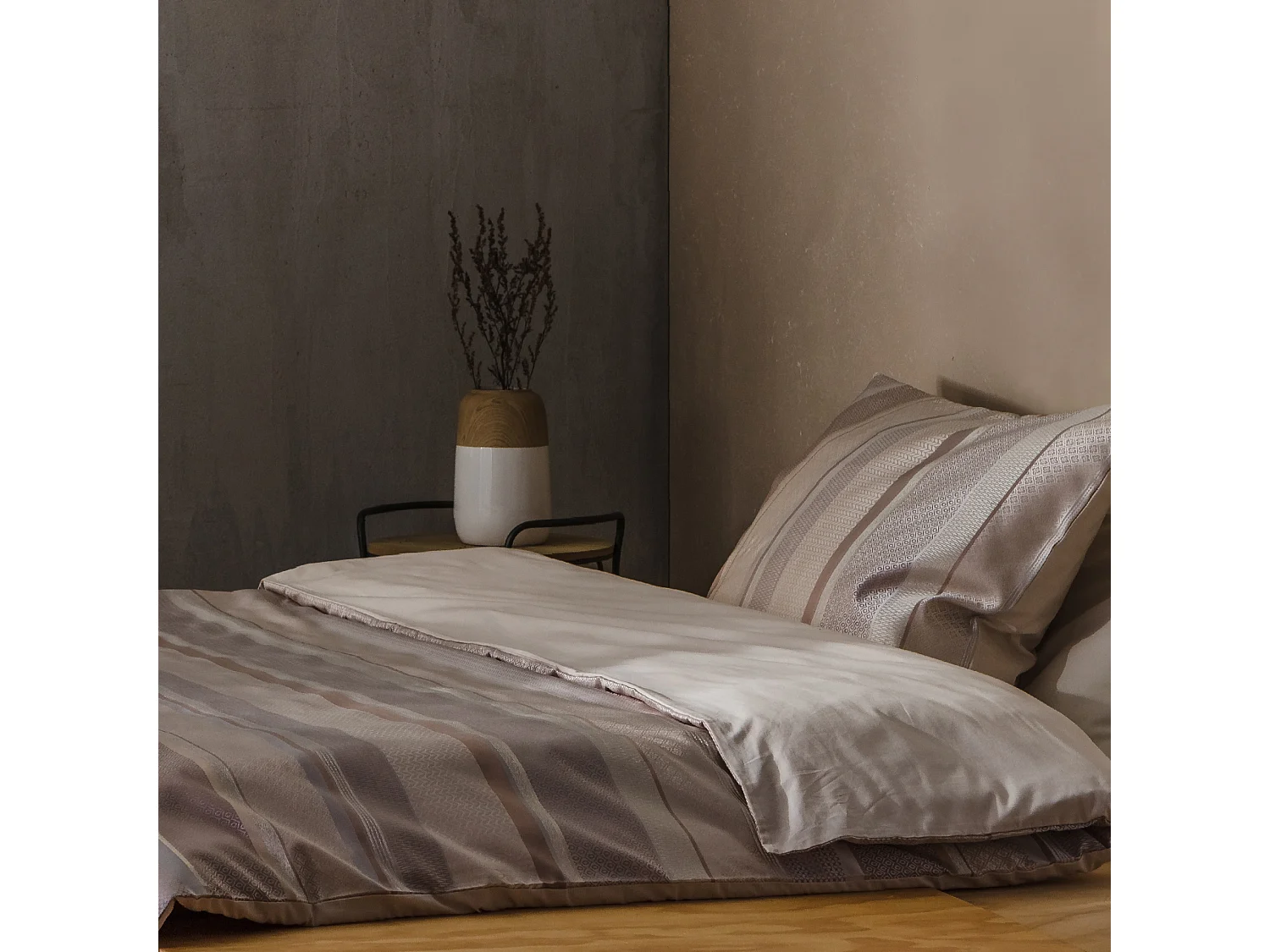 Jacquard-Bettwäsche Gwanda mittleres Beige 160 x 200