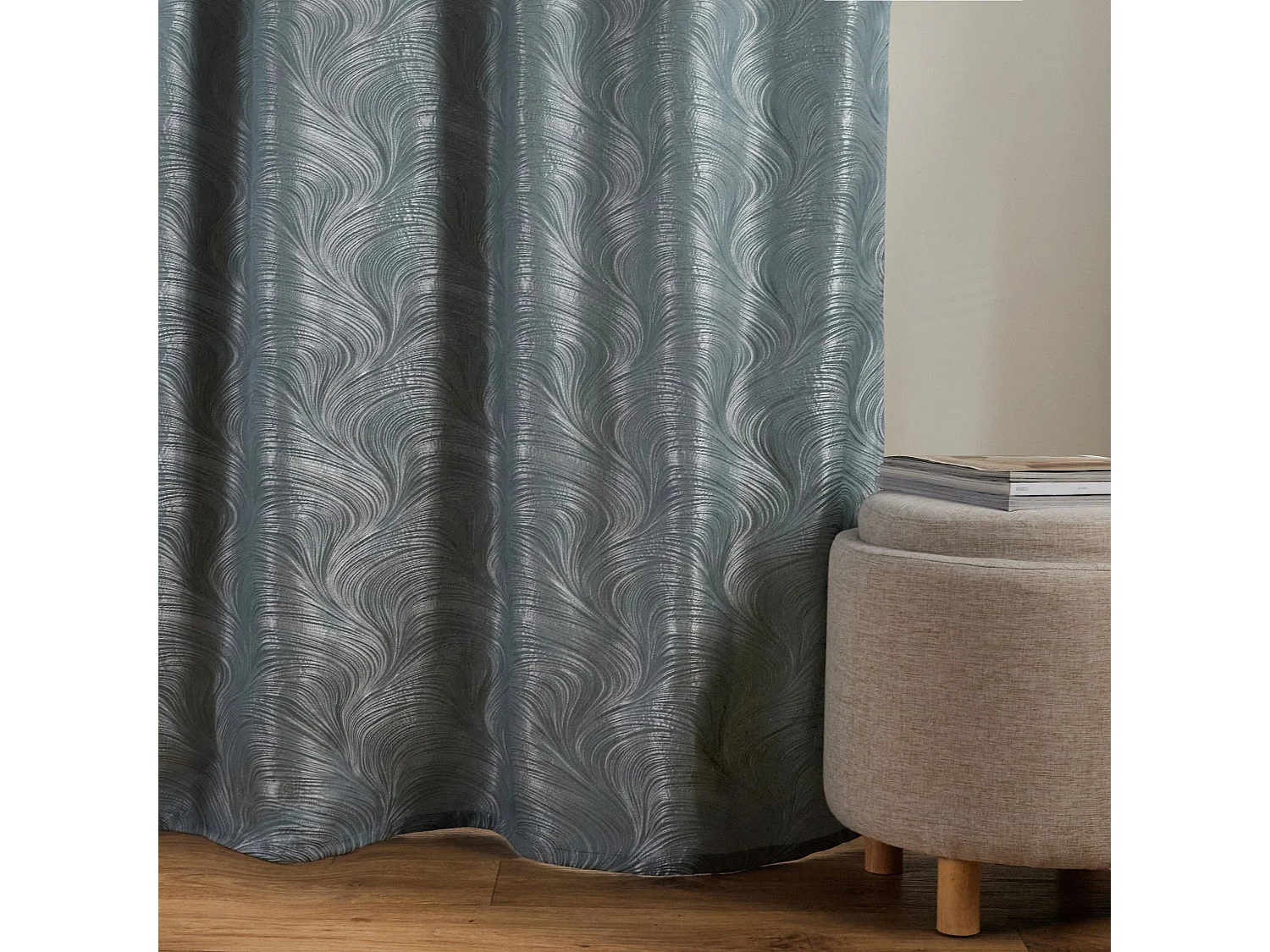 Vorhang Floah mittelblau 140x250