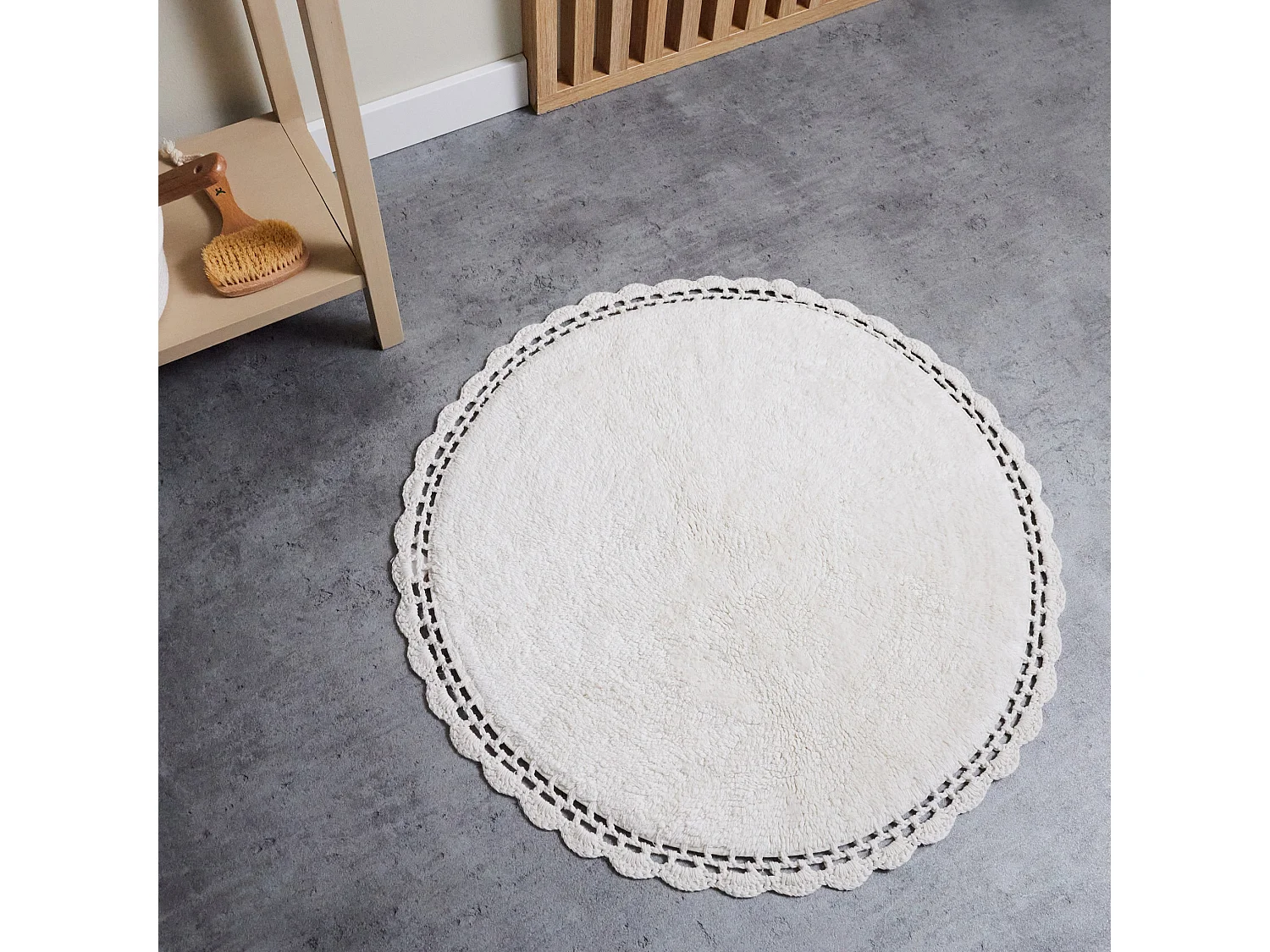 Badteppich Alambrello rund mittel ecru 65 cm