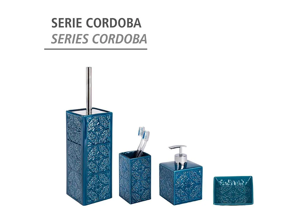 Distributeur de savon en céramique "Cordoba" - Bleu foncé - 500 ml