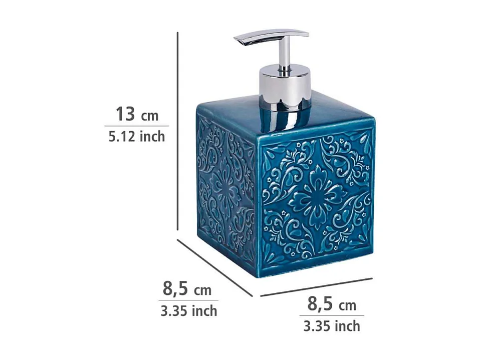 Distributeur de savon en céramique "Cordoba" - Bleu foncé - 500 ml