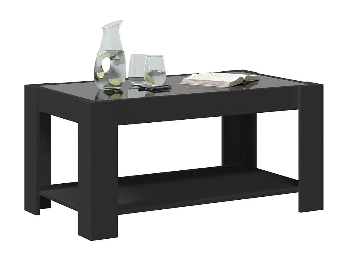 Table basse avec LED noir 93x53x45 cm bois d'ingénierie