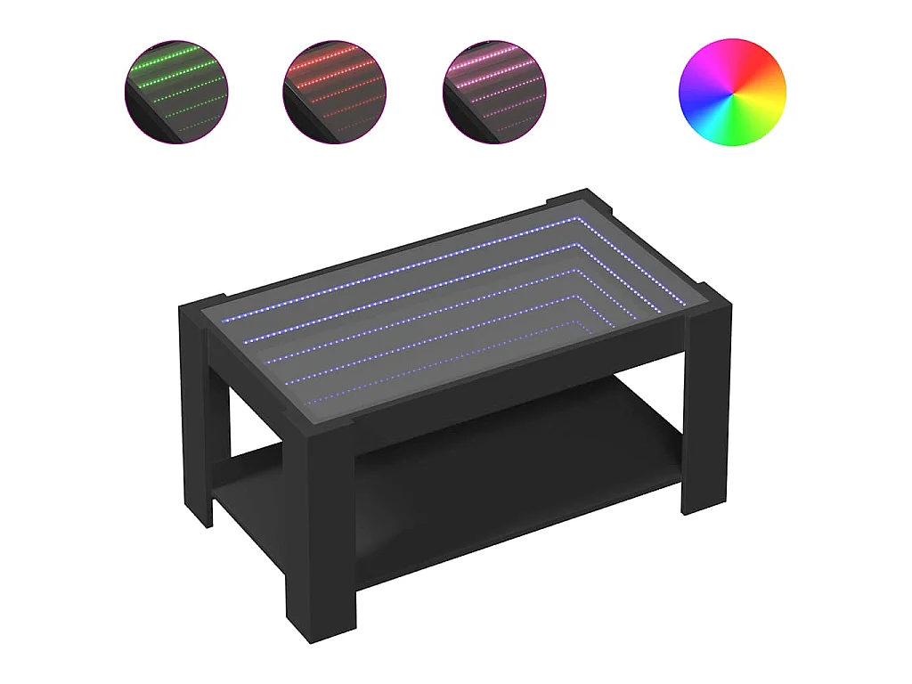 Mesa de centro con LED madera de ingeniería negro 93x53x45 cm