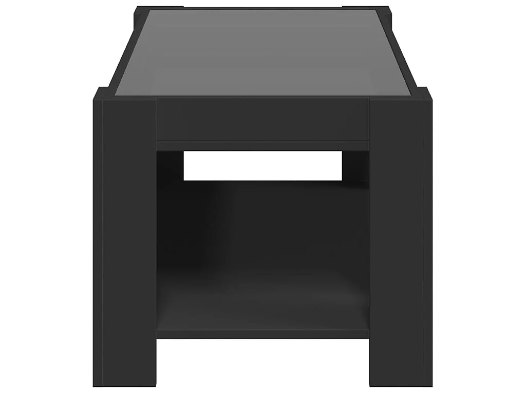 Mesa de centro con LED madera de ingeniería negro 93x53x45 cm