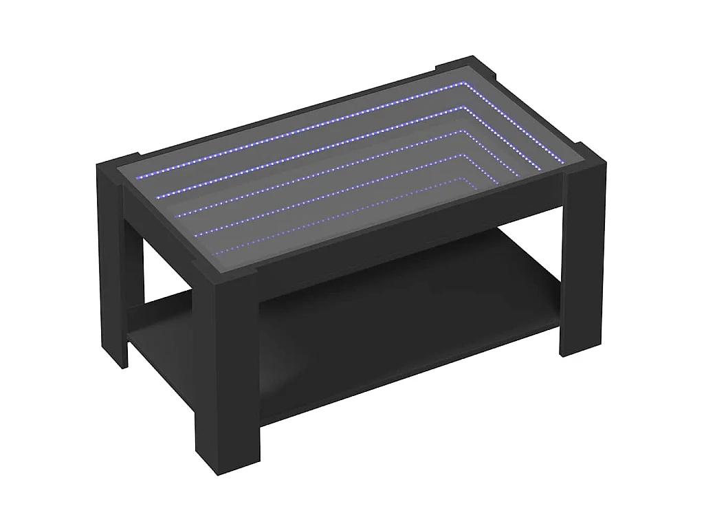 Mesa de centro con LED madera de ingeniería negro 93x53x45 cm
