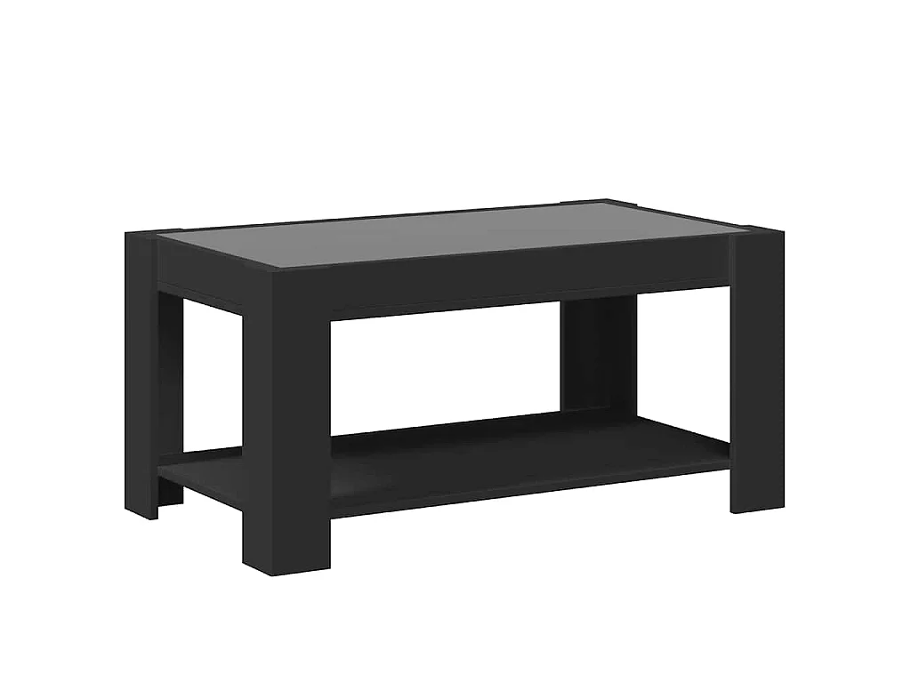 Mesa de centro con LED madera de ingeniería negro 93x53x45 cm