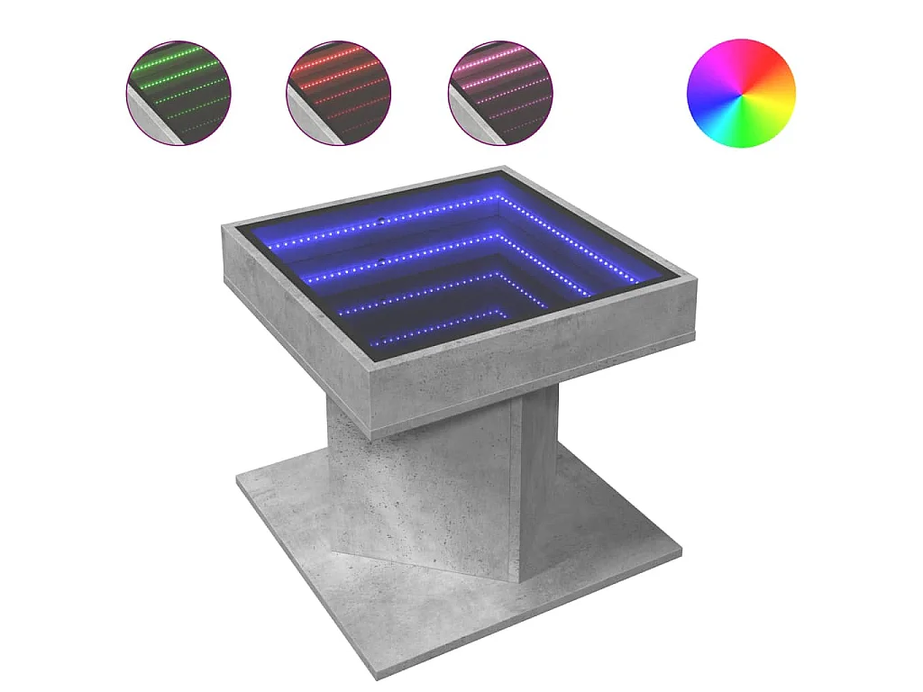 LED-Couchtisch Betongrau 50x50x45 cm Holzwerkstoff