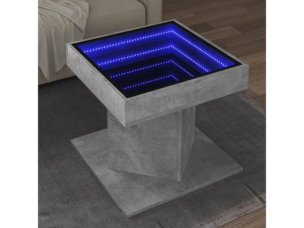 LED-Couchtisch Betongrau 50x50x45 cm Holzwerkstoff