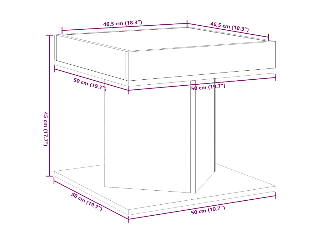 LED-Couchtisch Betongrau 50x50x45 cm Holzwerkstoff