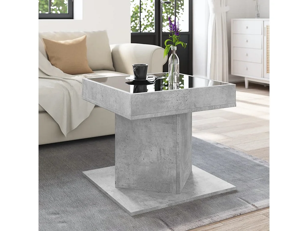 LED-Couchtisch Betongrau 50x50x45 cm Holzwerkstoff