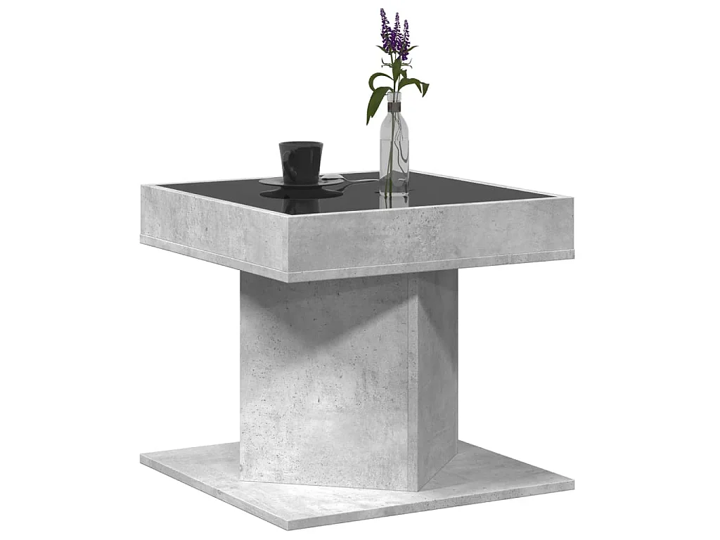 LED-Couchtisch Betongrau 50x50x45 cm Holzwerkstoff