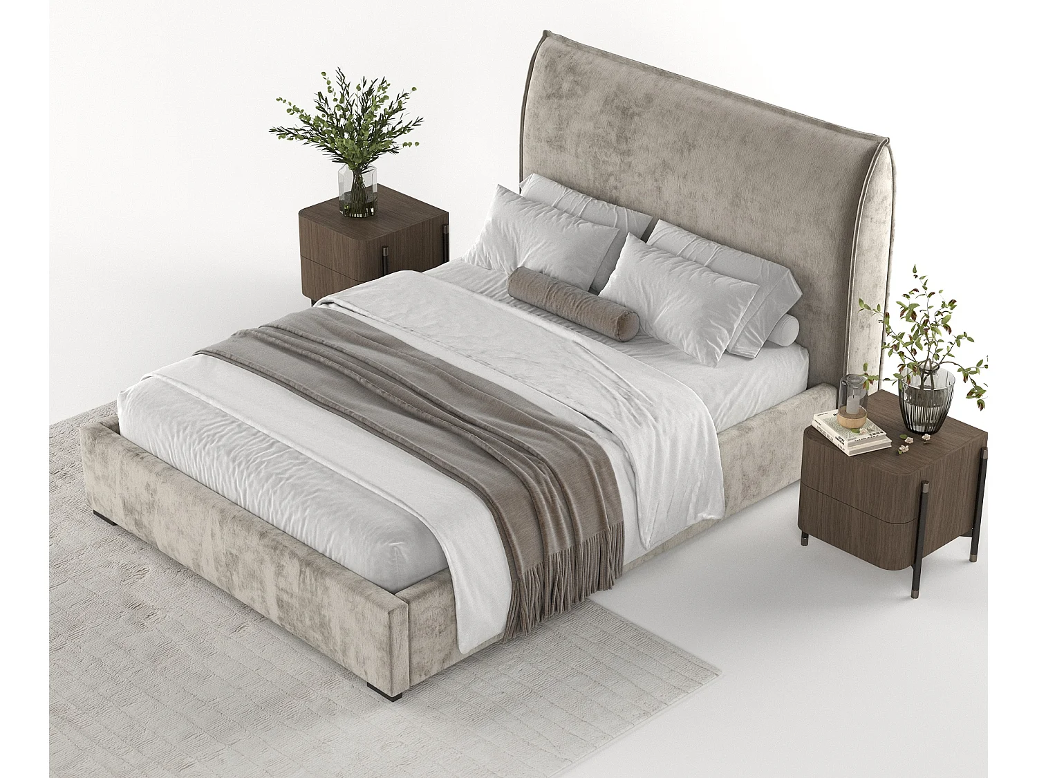 Polsterbett Splash - 140 x 200 cm - Chenille-Stoff - beige