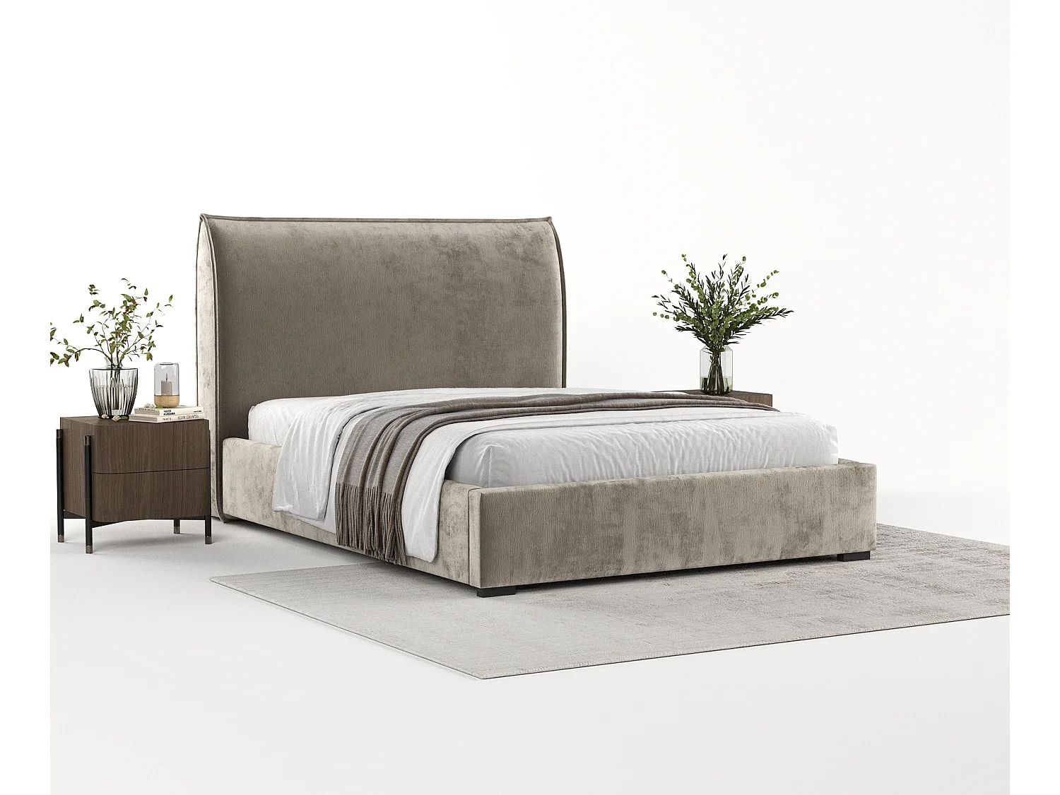 Polsterbett Splash - 180 x 200 cm - Chenille-Stoff - beige