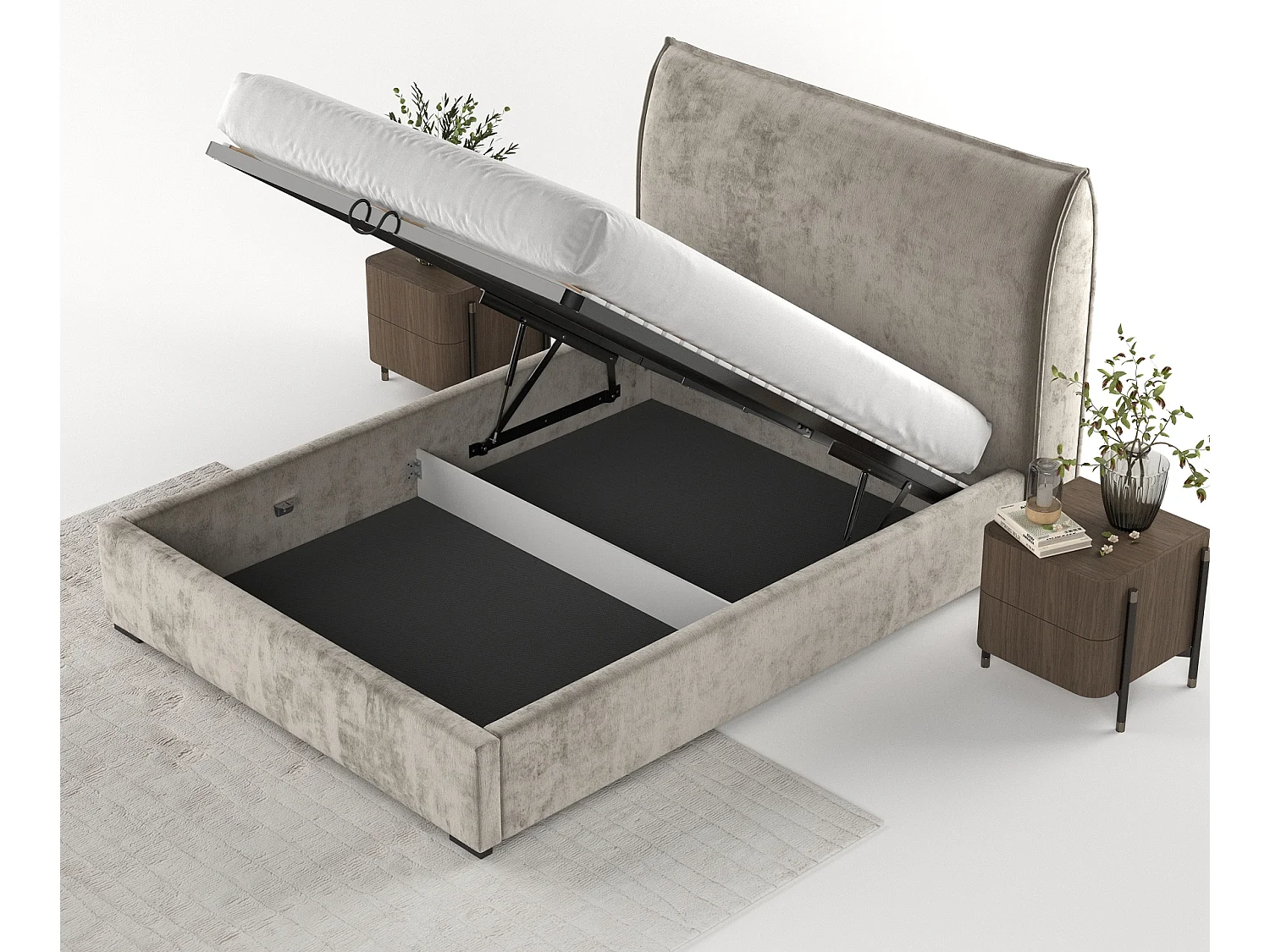 Lit coffre Splash - 180 x 200 cm - chenille - beige